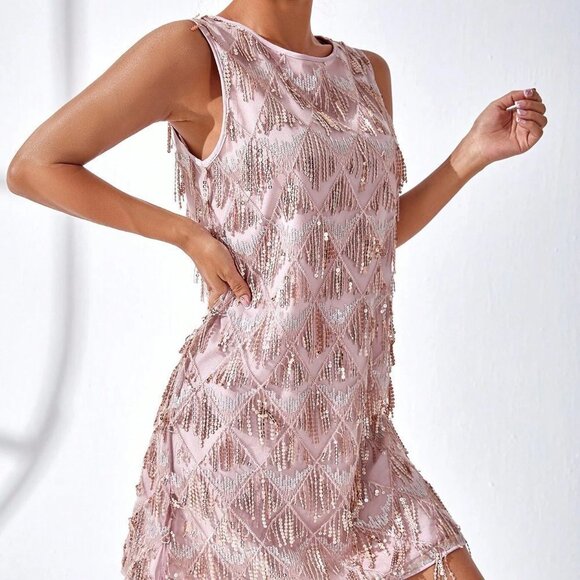 Pink Preppy Womens Solid Fuzzy Tank Dress - Picture 4 of 5